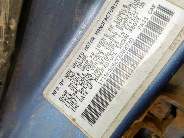 1Y1SK5262TZ063730 - 1996 GEO PRIZM BASE ლურჯი ფოტო 10