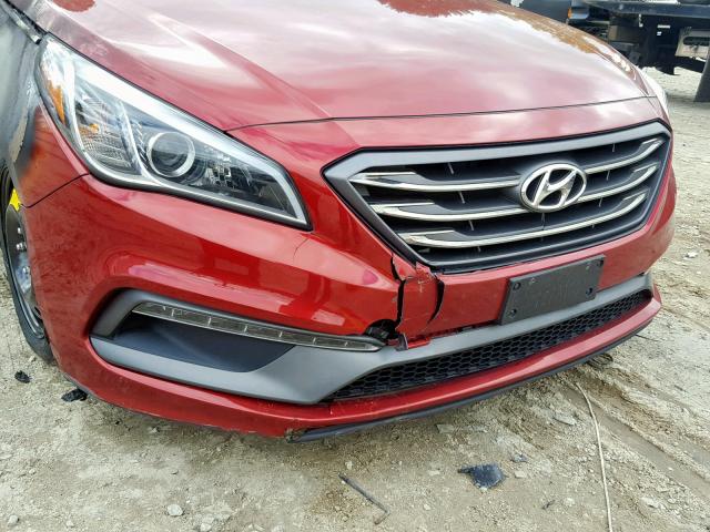 5NPE34AF3FH088383 - 2015 HYUNDAI SONATA SPO RED photo 9