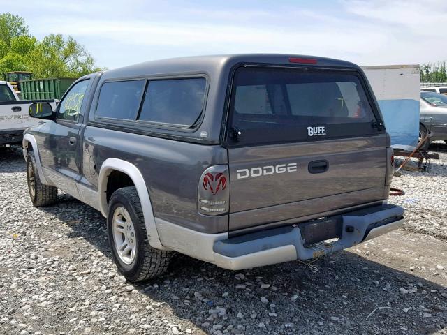 1B7FL46X82S513646 - 2002 DODGE DAKOTA SLT GRAY photo 3