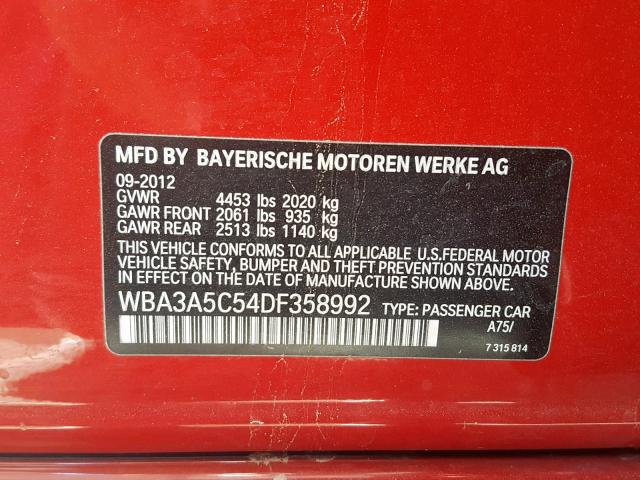 WBA3A5C54DF358992 - 2013 BMW 328 I RED photo 10