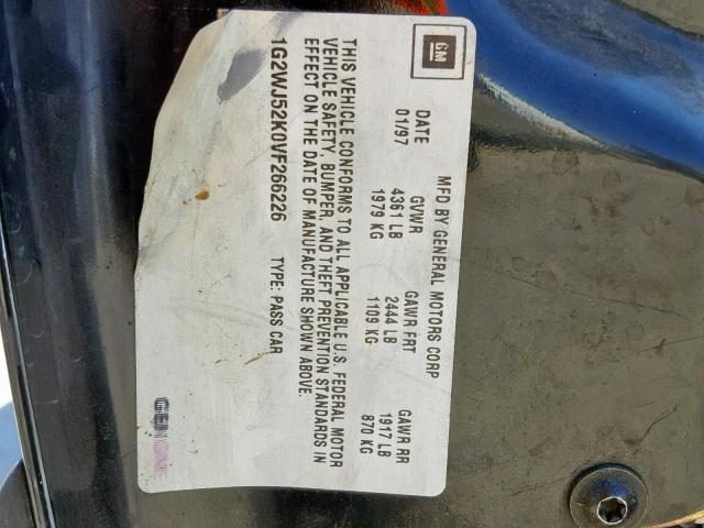 1G2WJ52K0VF266226 - 1997 PONTIAC GRAND PRIX BLACK photo 10