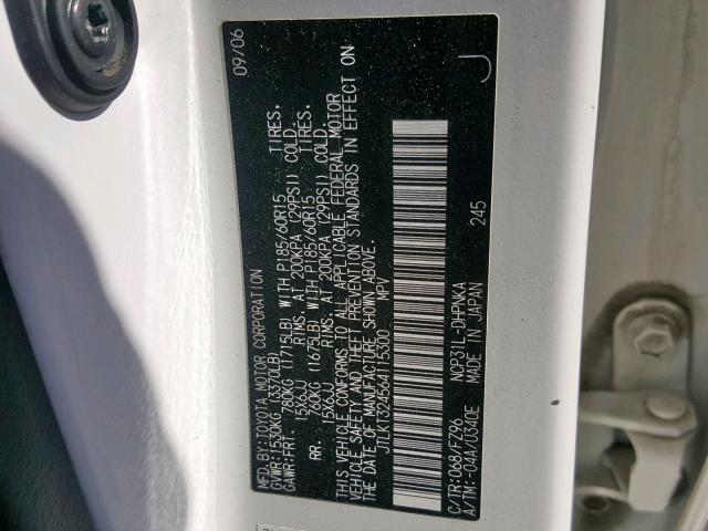 JTLKT324564115300 - 2006 TOYOTA SCION XB Weiß Foto 10