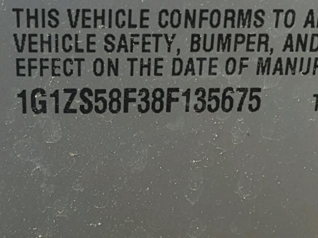 1G1ZS58F38F135675 - 2008 CHEVROLET MALIBU LS 白色 照片 10