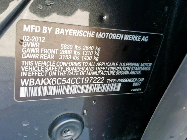 WBAKX6C54CC197222 - 2012 BMW 750 I BLACK photo 10