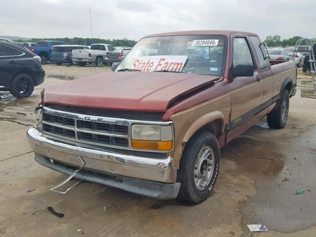 1B7FL23X1PS151353 - 1993 DODGE DAKOTA BURGUNDY photo 2