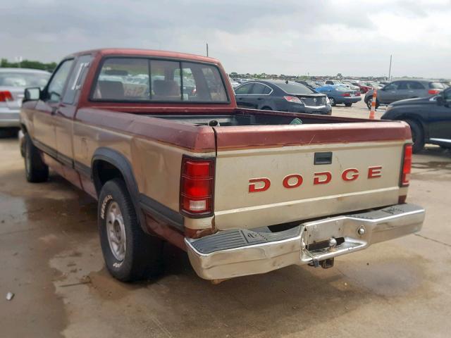 1B7FL23X1PS151353 - 1993 DODGE DAKOTA BURGUNDY photo 3