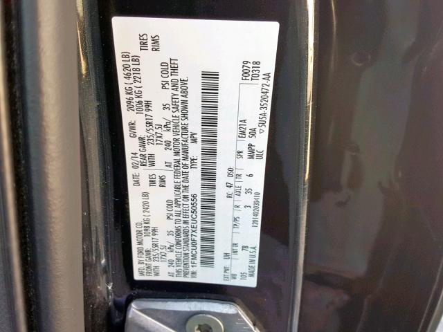 1FMCU0F7XEUC50556 - 2014 FORD ESCAPE S BLACK photo 10