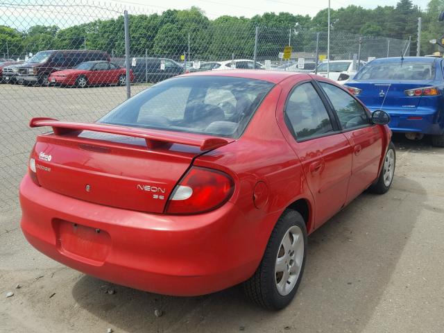 1B3AS46C22D583627 - 2002 DODGE NEON SE RED photo 4