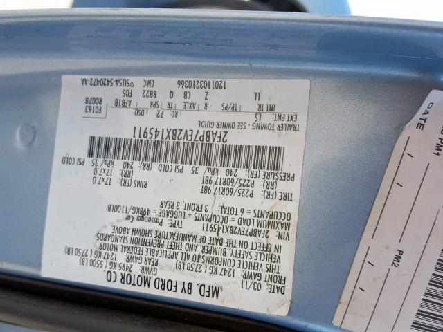 2FABP7EV2BX145911 - 2011 FORD CROWN VICT BLUE photo 10