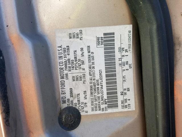 5LMEU27A6YLJ22921 - 2000 LINCOLN NAVIGATOR ვერცხლისფერი ფოტო 10