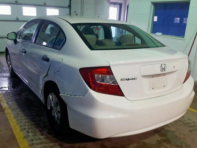 2HGFB2E29CH048298 - 2012 HONDA CIVIC DX WHITE photo 3