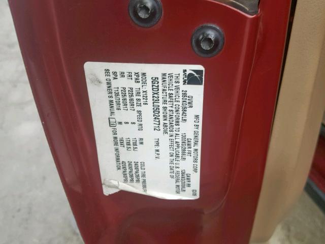 5GZDX23L05D247712 - 2005 SATURN RELAY 3 RED photo 10