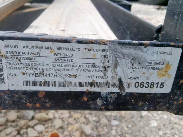 17YBP1417HB063815 - 2017 UTILITY TRAILER BLACK photo 10