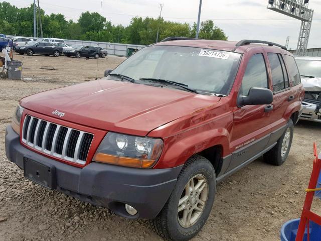 1J4GW48S64C387422 - 2004 JEEP GRAND CHER MAROON photo 2