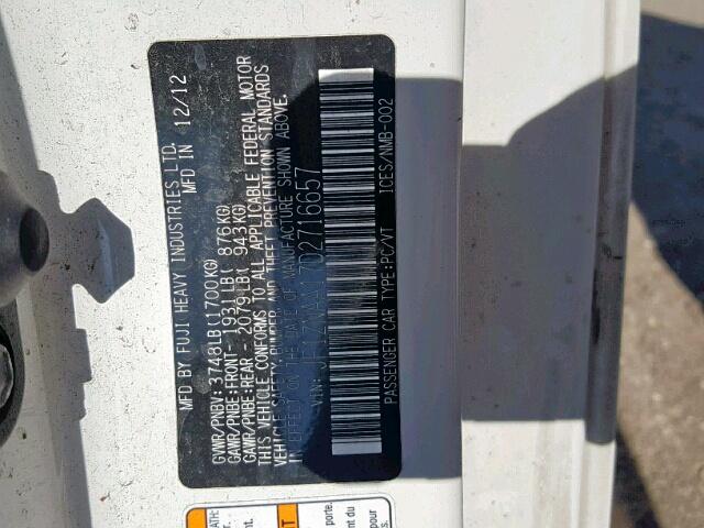 JF1ZNAA17D2716657 - 2013 TOYOTA SCION FR-S WHITE photo 10