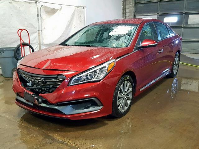 5NPE34AF2FH053527 - 2015 HYUNDAI SONATA SPO RED photo 2