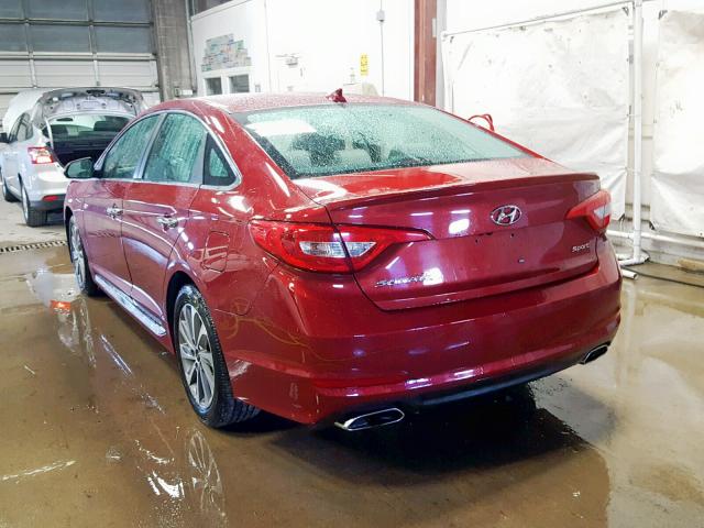 5NPE34AF2FH053527 - 2015 HYUNDAI SONATA SPO RED photo 3