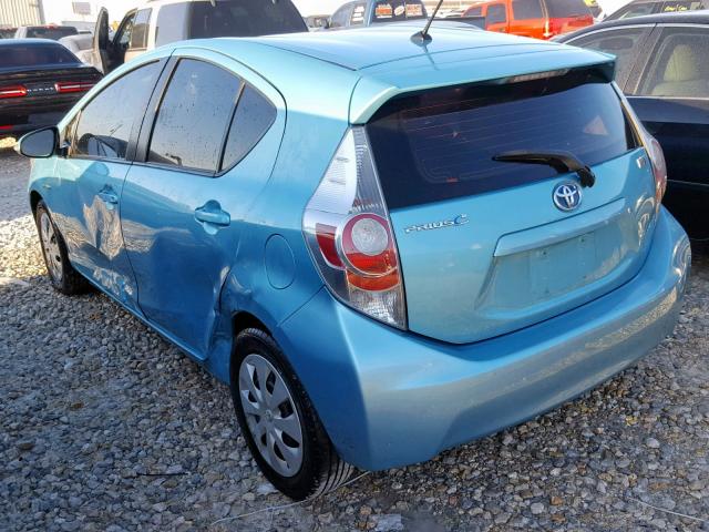 JTDKDTB36E1071632 - 2014 TOYOTA PRIUS C TURQUOISE photo 3