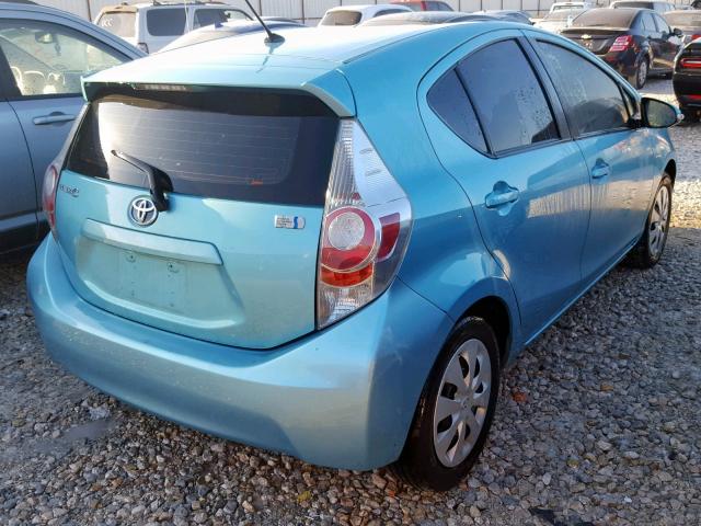 JTDKDTB36E1071632 - 2014 TOYOTA PRIUS C TURQUOISE photo 4