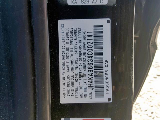 JH4KA96634C002141 - 2004 ACURA 3.5RL BLACK photo 10