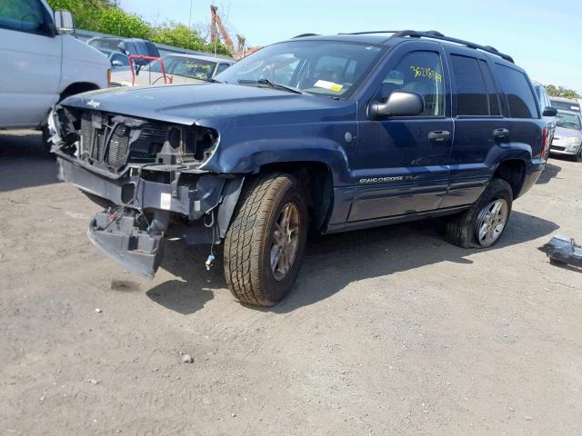 1J4GW48S34C343507 - 2004 JEEP GRAND CHER BLUE photo 2