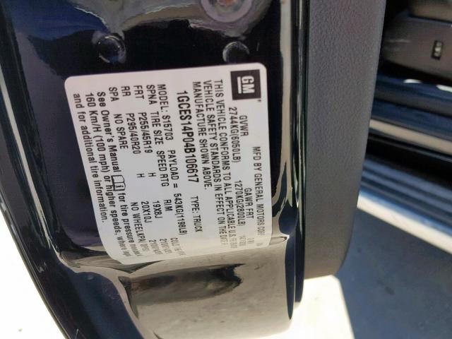 1GCES14P04B106617 - 2004 CHEVROLET SSR 黑色 照片 10