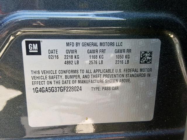 1G4GA5G37GF228024 - 2016 BUICK LACROSSE BROWN photo 10