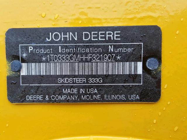 1T0333GMHHF321907 - 2017 JOHN DEERE 333G  SILVER photo 10