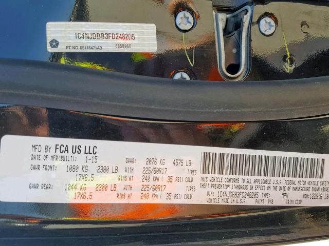 1C4NJDBB3FD248205 - 2015 JEEP COMPASS SP Қара фото 10