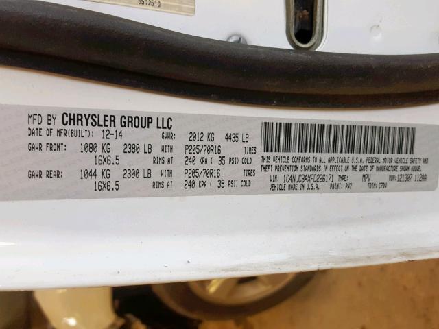 1C4NJCBAXFD226171 - 2015 JEEP COMPASS SP თეთრი ფოტო 10