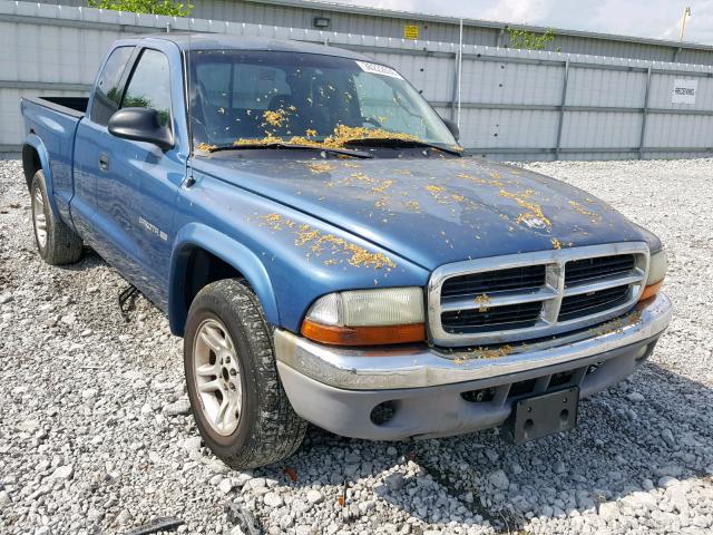 1B7GL42N22S701930 - 2002 DODGE DAKOTA SLT BLUE photo 1