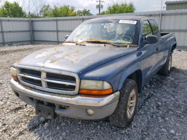 1B7GL42N22S701930 - 2002 DODGE DAKOTA SLT BLUE photo 2