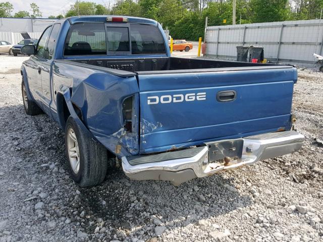 1B7GL42N22S701930 - 2002 DODGE DAKOTA SLT BLUE photo 3