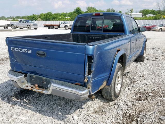 1B7GL42N22S701930 - 2002 DODGE DAKOTA SLT BLUE photo 4