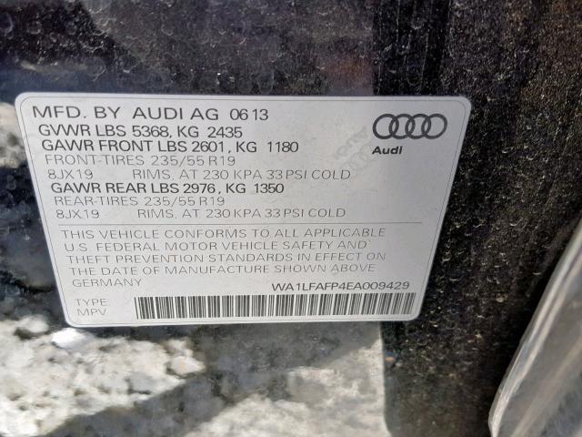 WA1LFAFP4EA009429 - 2014 AUDI Q5 PREMIUM BLACK photo 10