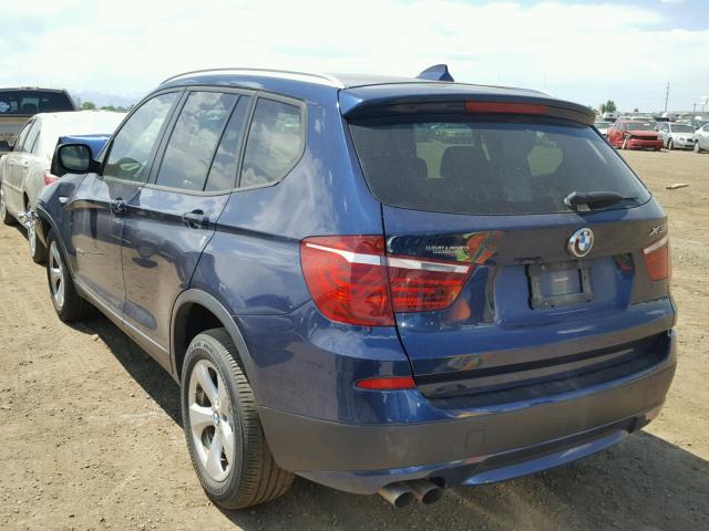 5UXWX5C52CL724123 - 2012 BMW X3 XDRIVE2 BLUE photo 3