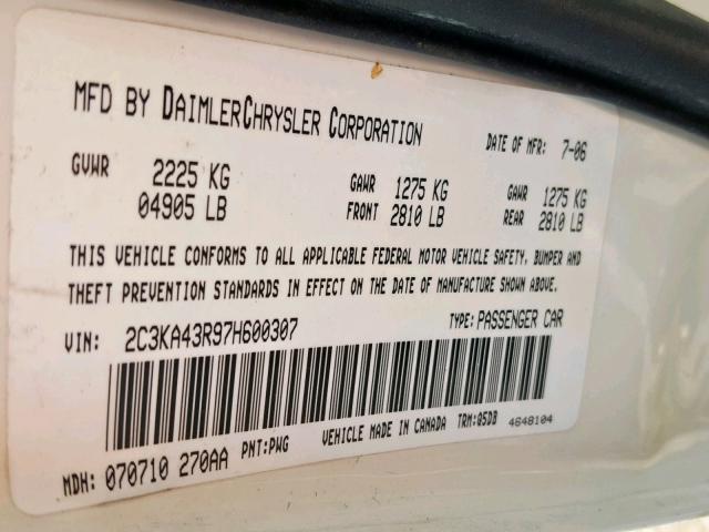 2C3KA43R97H600307 - 2007 CHRYSLER 300 CREAM photo 10