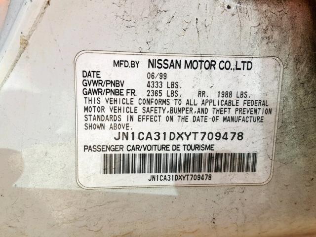 JN1CA31DXYT709478 - 2000 NISSAN MAXIMA GLE WHITE photo 10