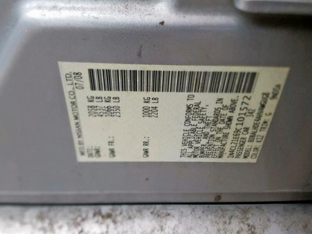 1N4CL21E69C101572 - 2009 NISSAN ALTIMA HYB SILVER photo 10