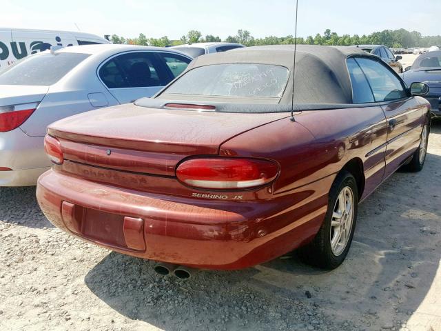 3C3EL45H4WT319890 - 1998 CHRYSLER SEBRING JX BURGUNDY photo 4