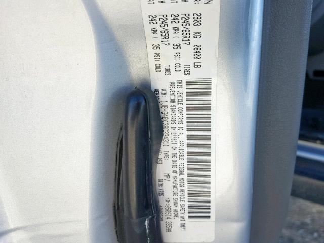 1J8HG48K36C334311 - 2006 JEEP COMMANDER SILVER photo 10