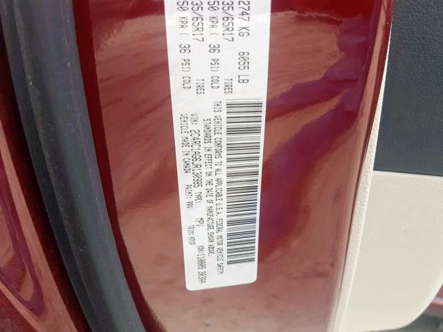 2C4RC1AG6JR130985 - 2018 CHRYSLER PACIFICA L MAROON photo 10