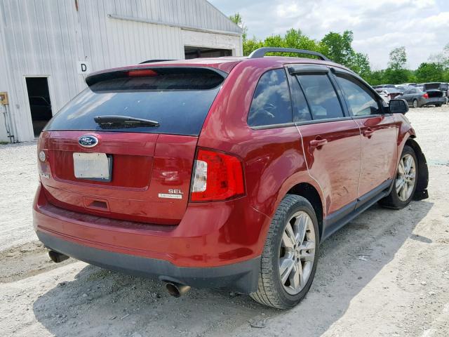 2FMDK3J94DBA82728 - 2013 FORD EDGE SEL RED photo 4