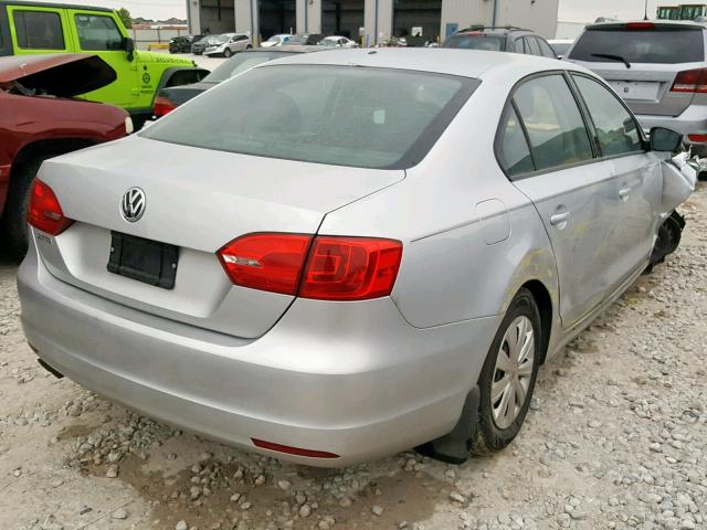 3VW2K7AJ2BM066825 - 2011 VOLKSWAGEN JETTA BASE SILVER photo 4