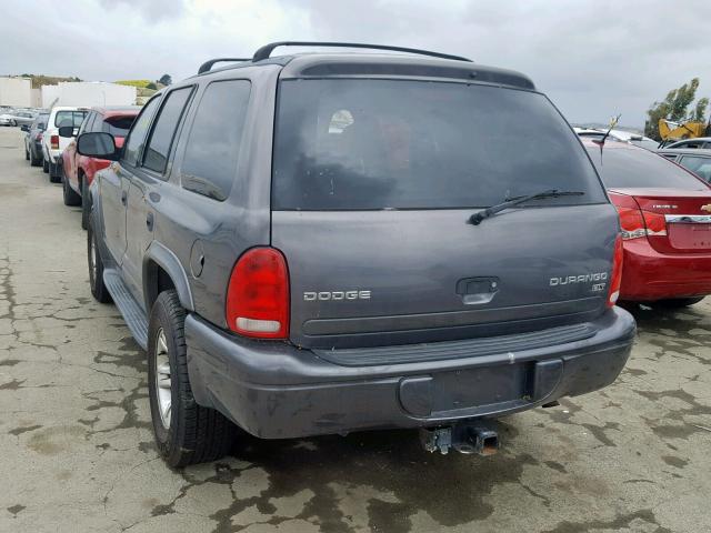 1D4HS58N73F609472 - 2003 DODGE DURANGO SL GRAY photo 3