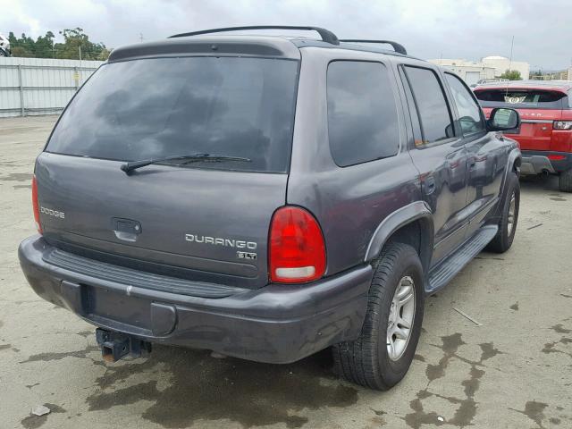 1D4HS58N73F609472 - 2003 DODGE DURANGO SL GRAY photo 4