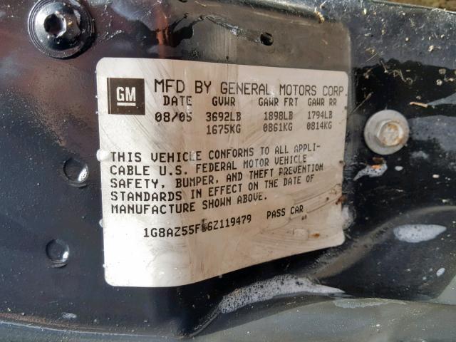 1G8AZ55F86Z119479 - 2006 SATURN ION LEVEL GRAY photo 10