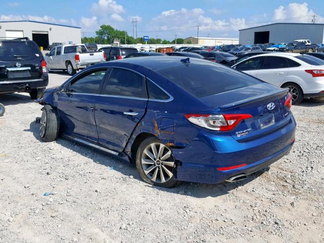 5NPE34AFXHH469523 - 2017 HYUNDAI SONATA SPO BLUE photo 3