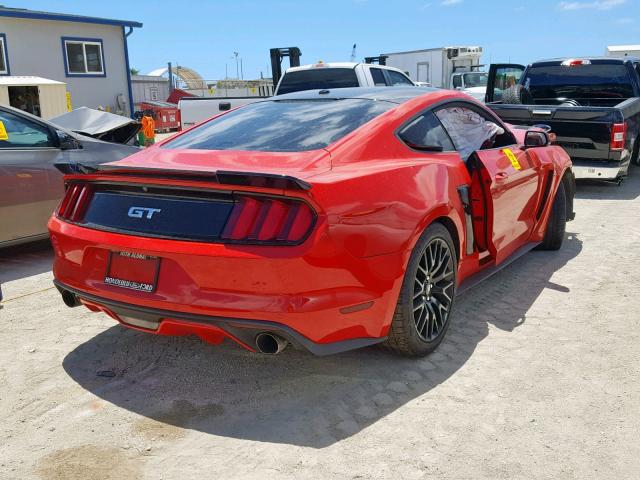 1FA6P8CF7F5431750 - 2015 FORD MUSTANG GT RED photo 4