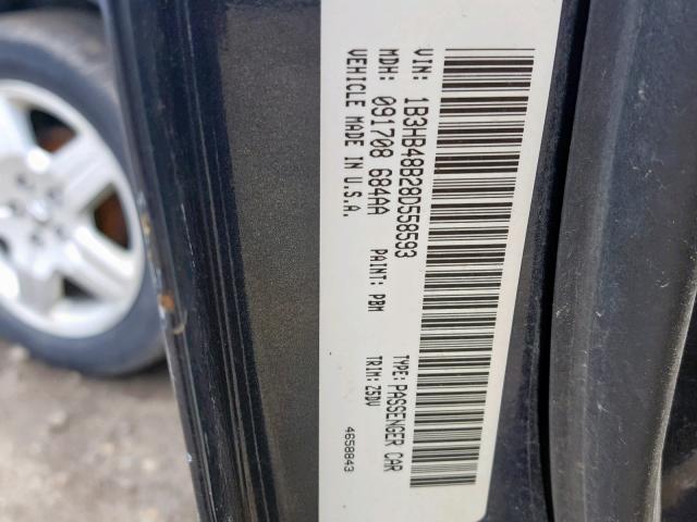 1B3HB48B28D558593 - 2008 DODGE CALIBER SX BLACK photo 10